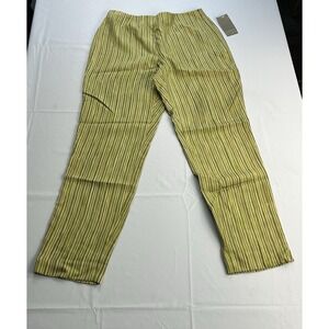 Sigrid Olsen Silk Striped Pants Women's 6 Green Beige Art To Wear Boho